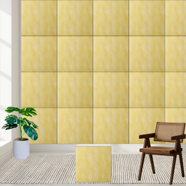 Gelbe Keramik Tile Fliese (Sunny Yellow Watercolor Ceramic Tile)