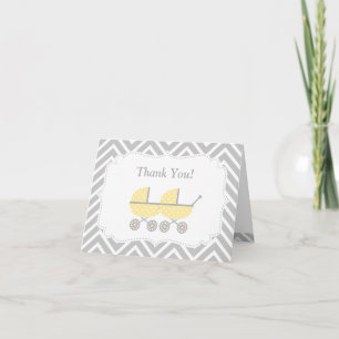 Gelbe Kinderwagen Zwillinge Baby Shower Dankeskart Dankeskarte
