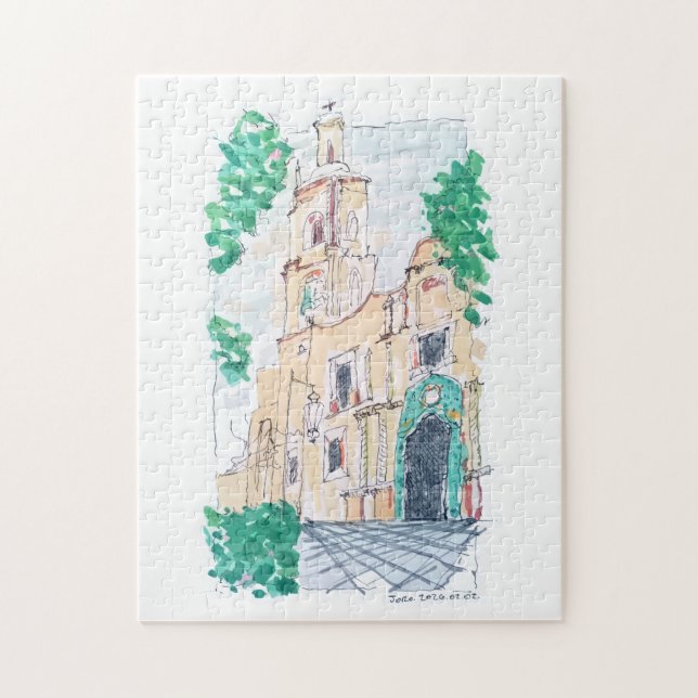 Gelbe Kirche Puzzle (Vertikal)