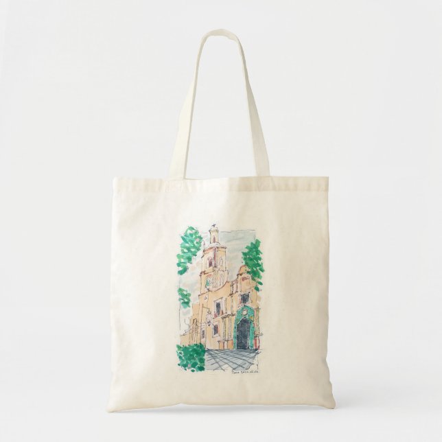 Gelbe Kirche Tragetasche (Vorne)