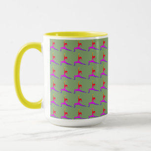 Gelbe Kombi-Kaffeetasse / Tasse 'Fun Yoga Designs'