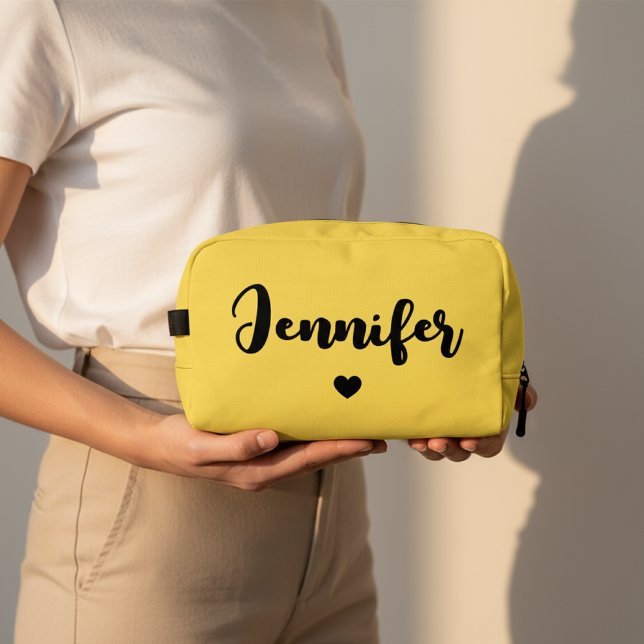Gelbe Kosmetiktasche nach Maß für Sie, Mutter oder Waschbeutel (Custom Name Makeup Bag – Personalized Gift for Women, Bridesmaids, Moms, and Friends)