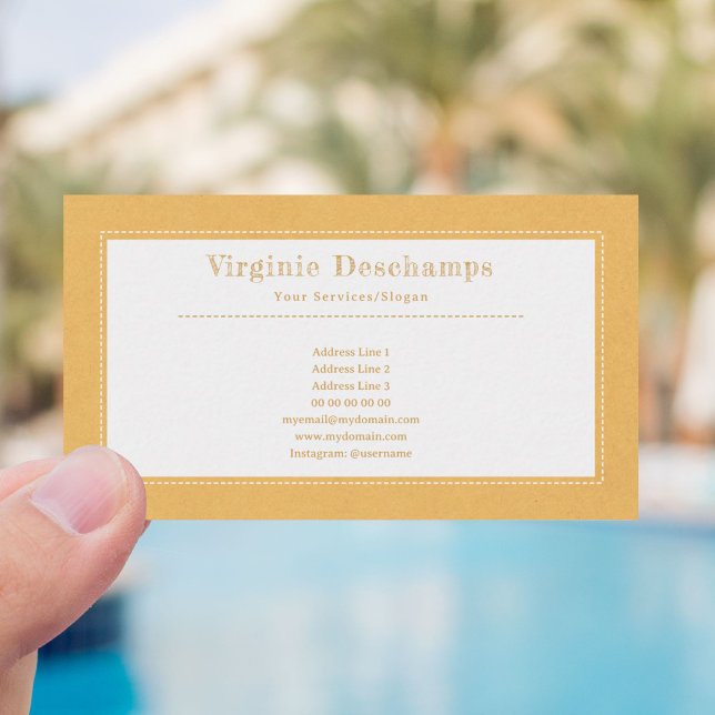 Gelbe Kraft und rustikale Minimalistische Visitenk Visitenkarte (Kraft & Rustic Yellow Business Card)