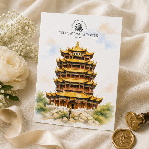 Gelbe Kranich-Turm China Reise-Ikonische Landmar Postkarte