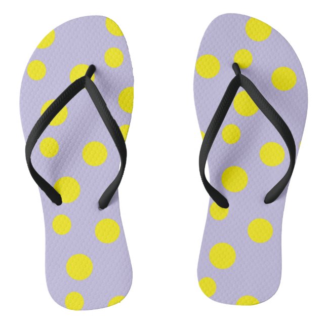 Gelbe Kreise auf lila Muster Flip Flops (Fußbett)