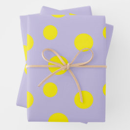 Gelbe Kreise auf lila Muster Geschenkpapier Set