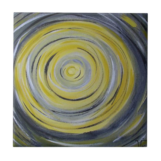 gelbe Kreise des grauen Weiß Fliese (Vorderseite)