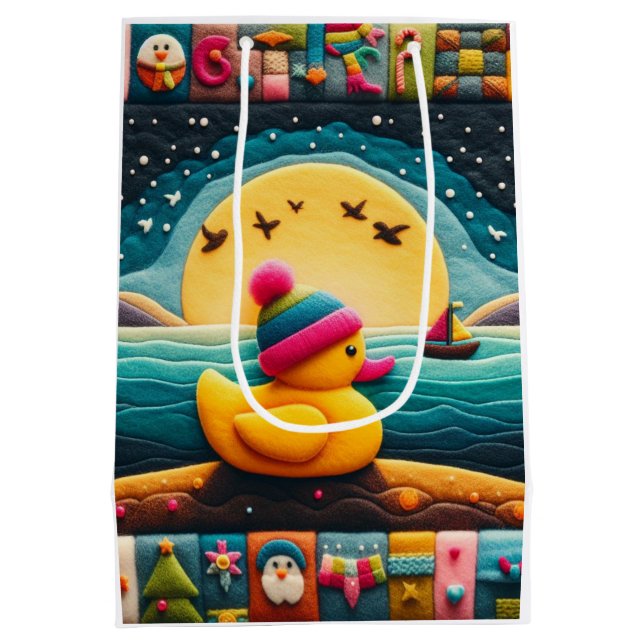 gelbe Kunststoffente Mittlere Geschenktüte (Rückseite)