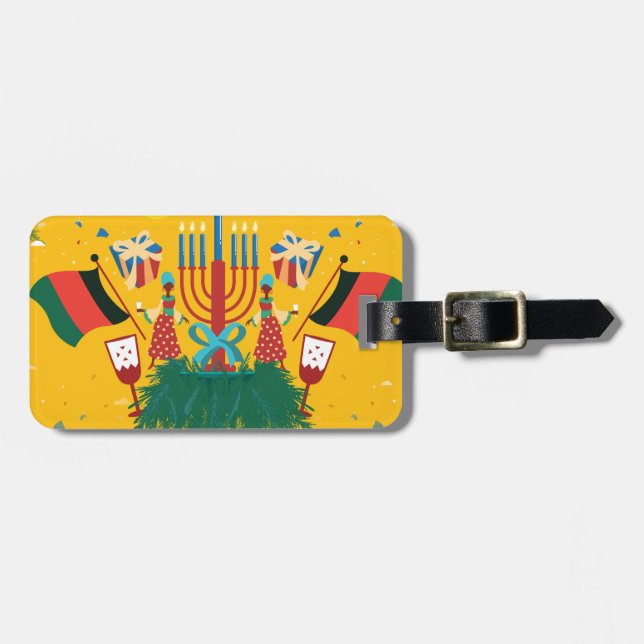 Gelbe Kwanzaa Gepäckanhänger (Vorderseite horizontal)