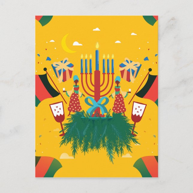 Gelbe Kwanzaa Postkarte (Vorderseite)