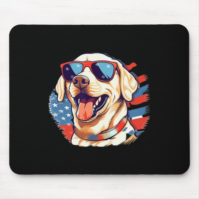 Gelbe Labrador 4. Juli Design Patriotic Pup Labrad Mousepad (Vorne)