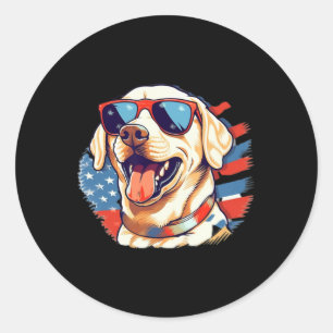 Gelbe Labrador 4. Juli Design Patriotic Pup Labrad Runder Aufkleber