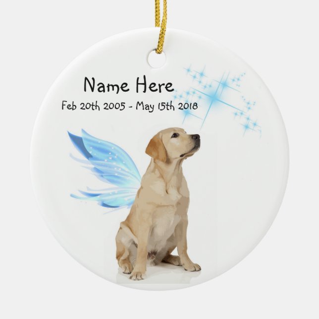 Gelbe Labrador Angel - Weihnachtsfeier Keramik Ornament (Vorne)