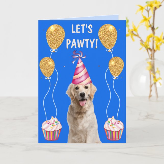 Gelbe Labrador Birthday Pawty Karte (Gelbe Blume)