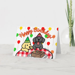 gelbe Labrador & Black Lab Geburtstag Karte