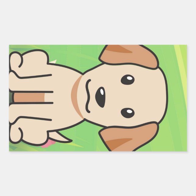 gelbe Labrador Cartoon Rechteckiger Aufkleber (Vorderseite)