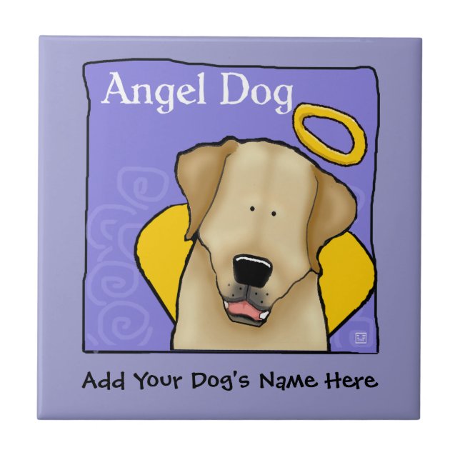 Gelbe Labrador Dog Angel Personalisieren Keramik T Fliese (Vorderseite)