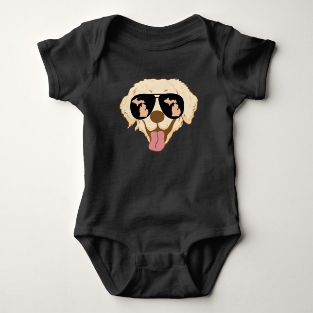 Gelbe Labrador Dog Art on baby outfit Baby Strampler (Vorderseite)