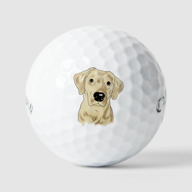 Gelbe Labrador Dog Golfball (Vorderseite)
