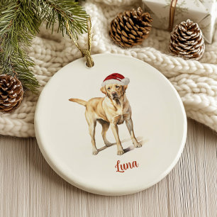 Gelbe Labrador Dog Personalisiert Weihnachten Keramik Ornament
