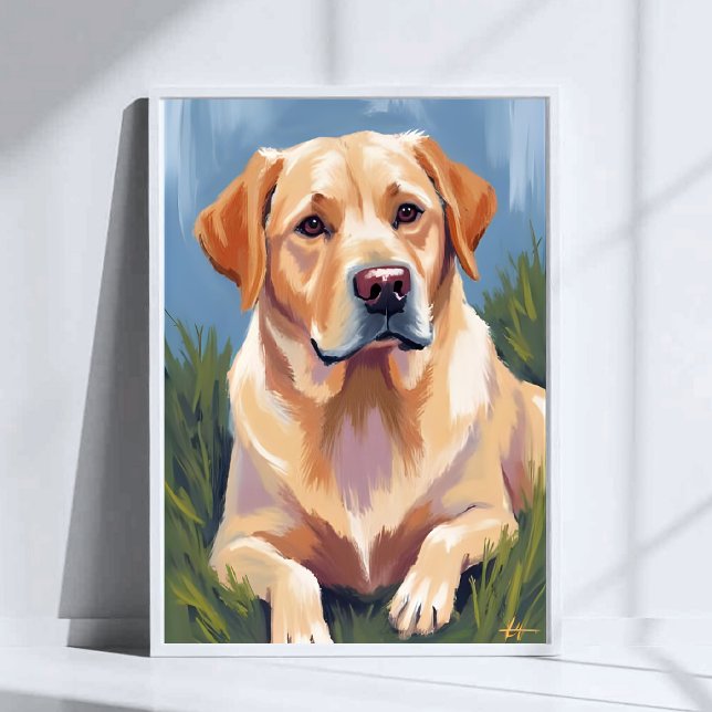 Gelbe Labrador Dog Pet Malerei Art Poster Drucken (Von Creator hochgeladen)