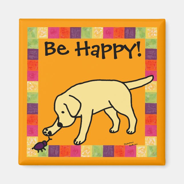 Gelbe Labrador Friendly Cartoon Labrador Magnet (Vorne)