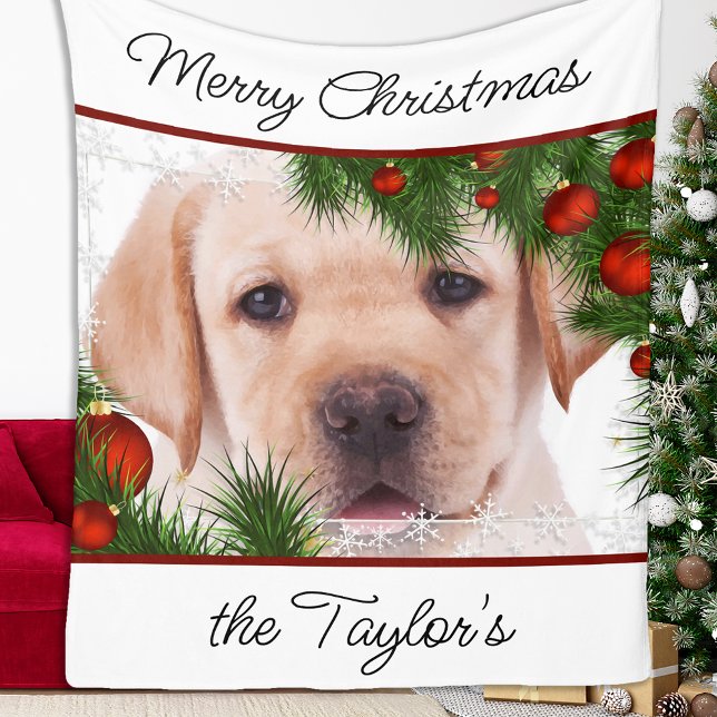 Gelbe Labrador Frohe Weihnachten Niedlicher Hund W Fleecedecke (Von Creator hochgeladen)