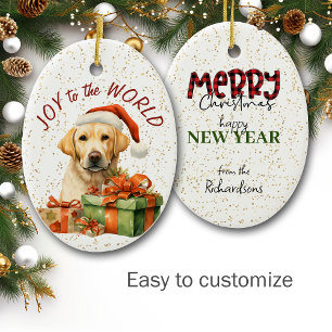 Gelbe Labrador Geschenkboxen Freude am Welturlaub Keramik Ornament