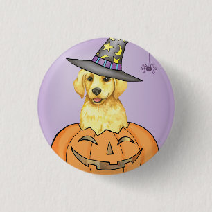 Gelbe Labrador Hexe Button