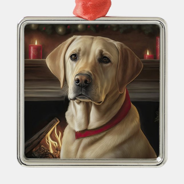 Gelbe Labrador Holiday Ornament Aus Metall (Vorne)