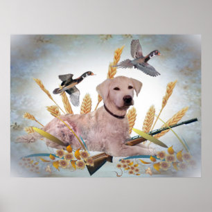 Gelbe Labrador Hunts Ducks Print Poster