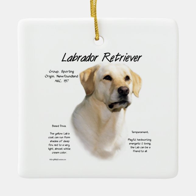 Gelbe Labrador Keramikornament (Vorderseite)