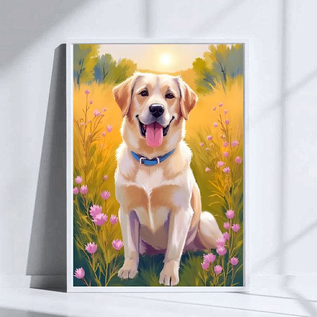 Gelbe Labrador Labrador Retriever Dog Pet Painting Poster (Von Creator hochgeladen)
