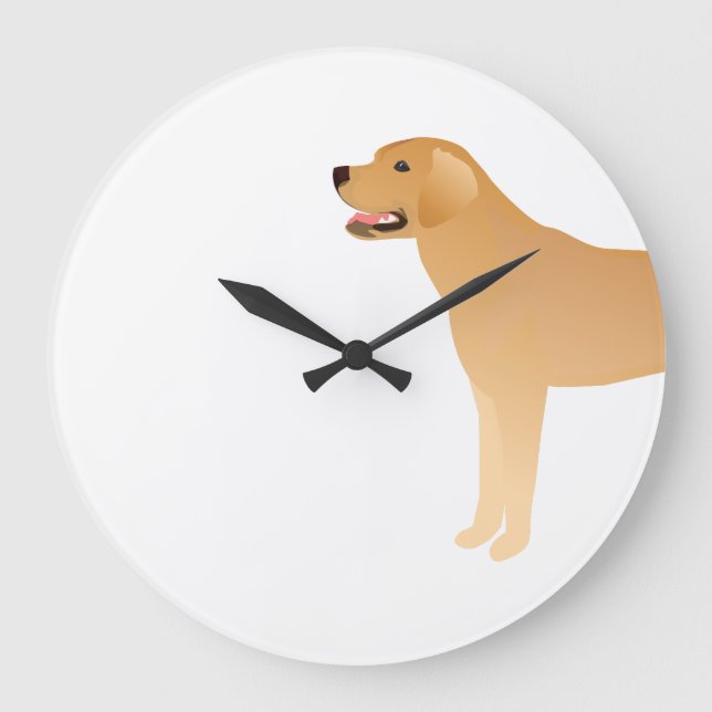 gelbe Labrador - Labrador Retriever Rasse Silhouet Große Wanduhr (Vorderseite)