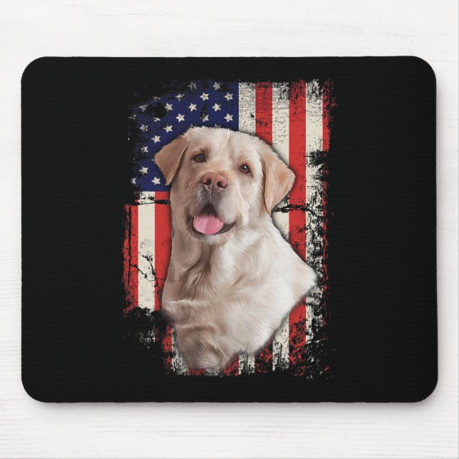 Gelbe Labrador-Labradore Patriotische Amerikanisch Mousepad (Vorne)