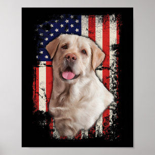 Gelbe Labrador-Labradore Patriotische Amerikanisch Poster