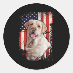 Gelbe Labrador-Labradore Patriotische Amerikanisch Runder Aufkleber