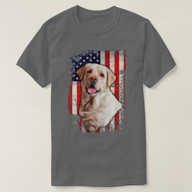 Gelbe Labrador-Labradore Patriotische Amerikanisch T-Shirt (Design vorne)
