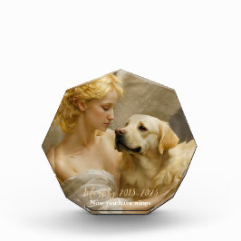 Gelbe Labrador mit Angel Custom Memorial Fotoblock