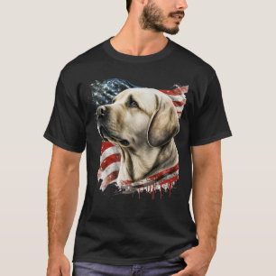 Gelbe Labrador mit der amerikanischen Flagge T-Shirt