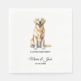 Gelbe Labrador Personalisierter Haustier Hochzeits Serviette