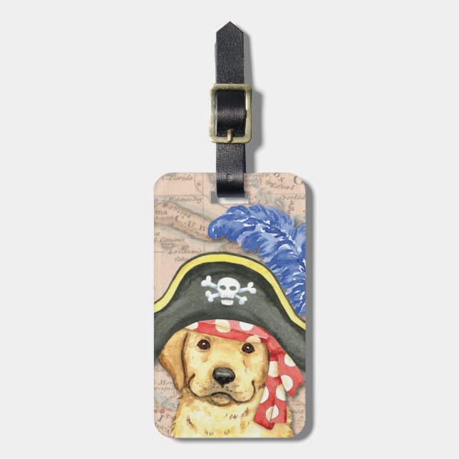 Gelbe Labrador Pirate Luggage Tag Gepäckanhänger (Vorderseite vertikal)