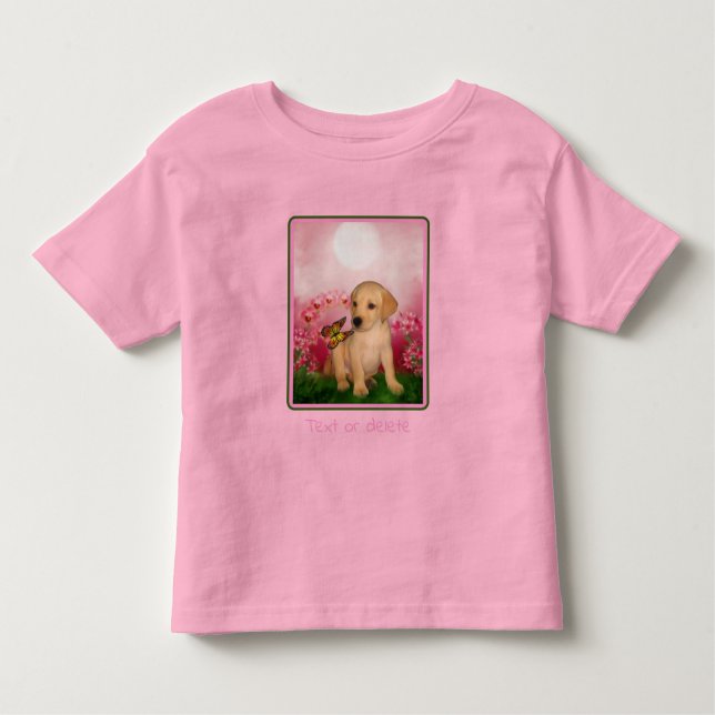 Gelbe Labrador Puppy Butterfly Lily Blume Hund Art Kleinkind T-shirt (Vorderseite)