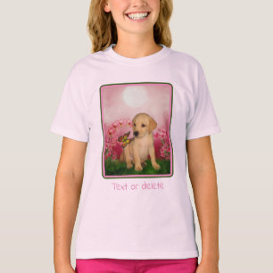 Gelbe Labrador Puppy Butterfly Lily Blume Hund Art T-Shirt