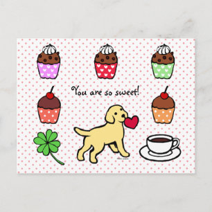 gelbe Labrador Puppy Heart Cartoon Postkarte