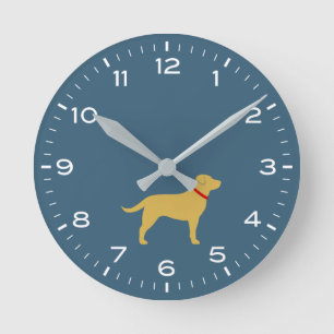 Gelbe Labrador Retriever Silhouette Runde Wanduhr
