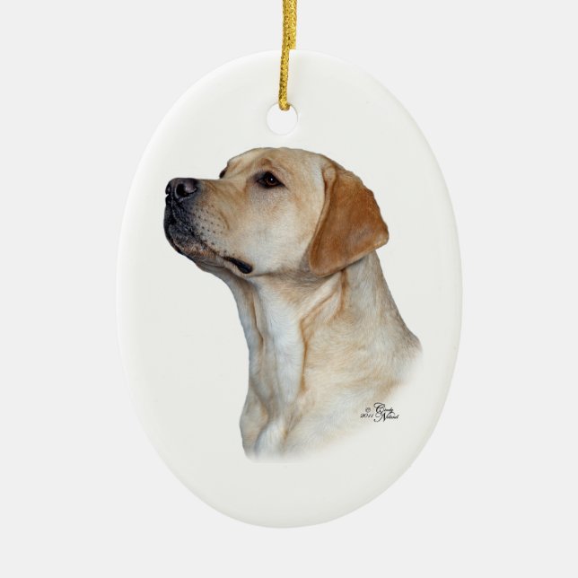 Gelbe Labrador retrieverhauptverzierung Keramik Ornament (Vorne)