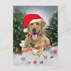 gelbe Labrador Santa Paws Card Feiertagspostkarte