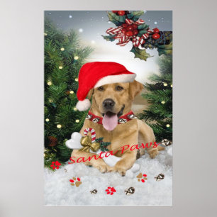 Gelbe Labrador Santa Paws Poster