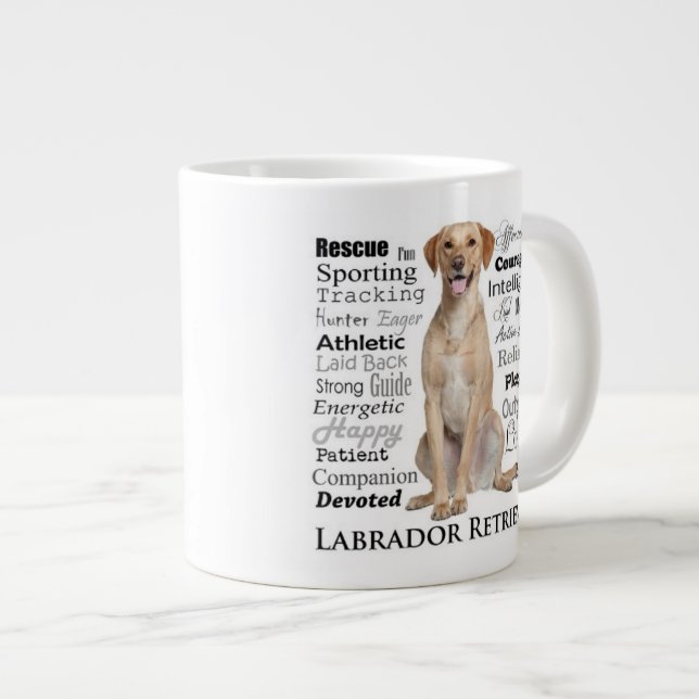 Gelbe Labrador Tracks Jumbo-Tasse (Vorderseite Rechts)